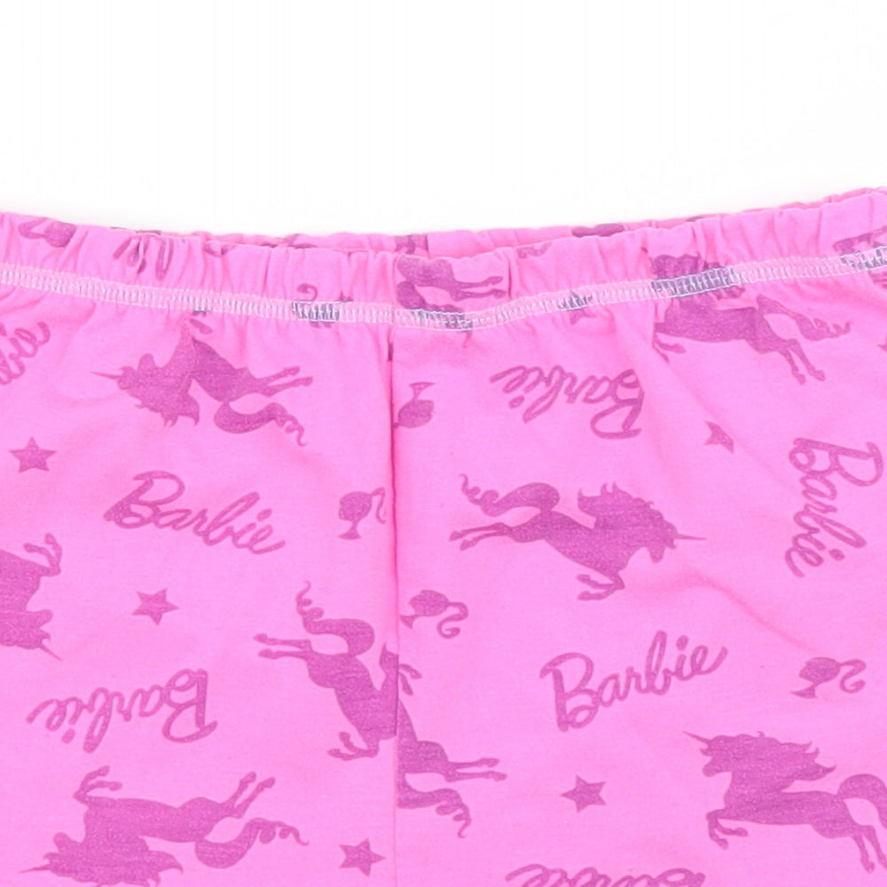 Barbie Girls Pink Solid  Top Pyjama Pants Size 6-7 Years