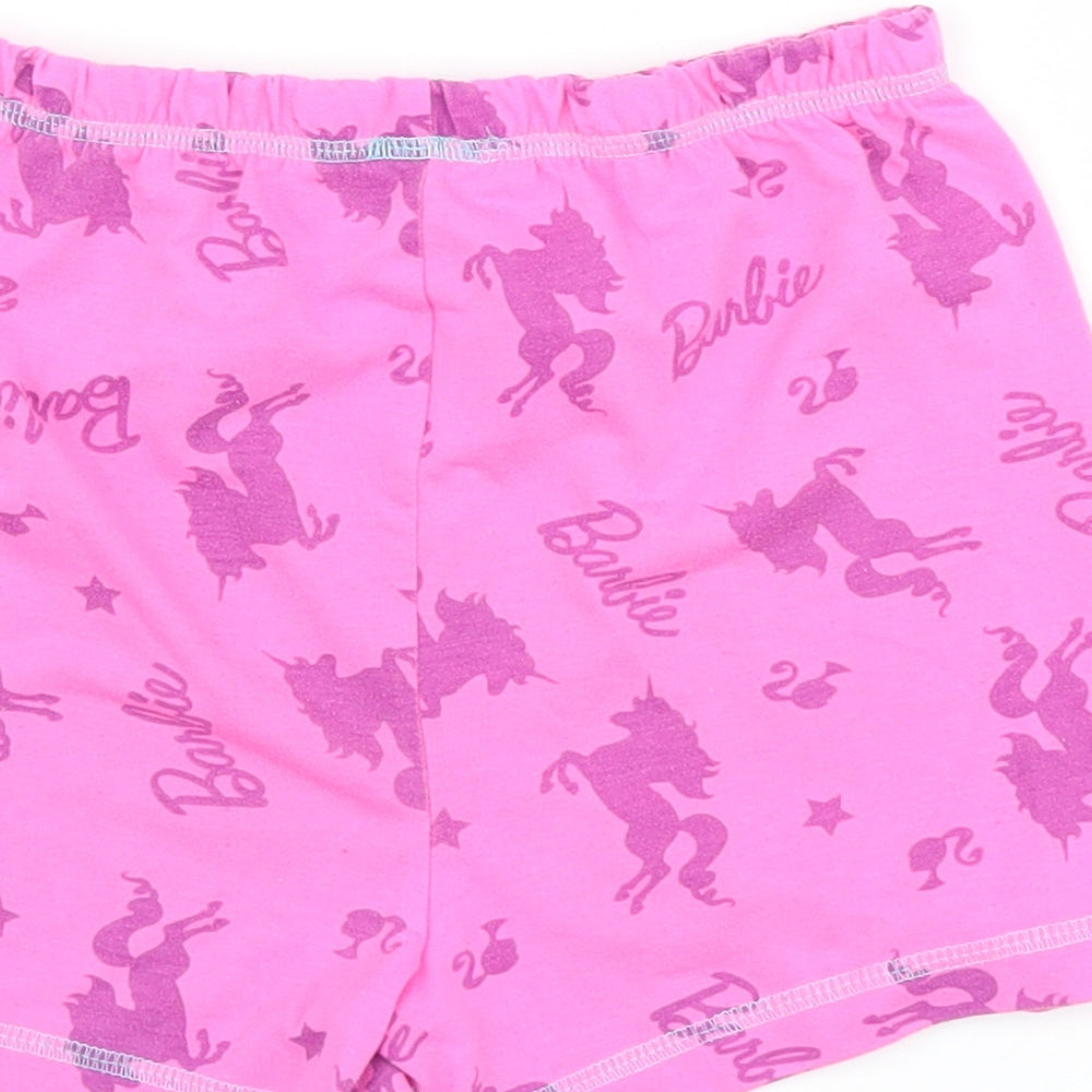 Barbie Girls Pink Solid  Top Pyjama Pants Size 6-7 Years