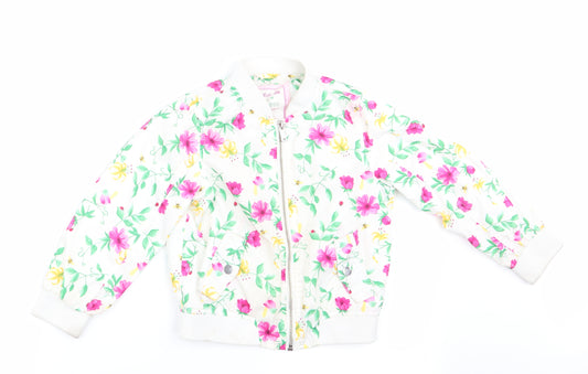 Florence and Fred Girls Pink Floral  Bomber Jacket Coat Size 4-5 Years