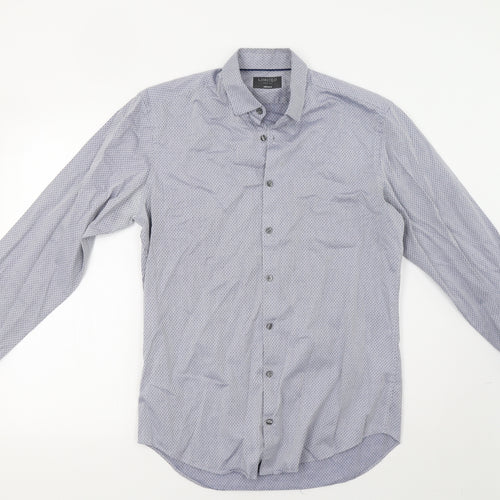 M&S Mens Blue Geometric   Dress Shirt Size 15.5