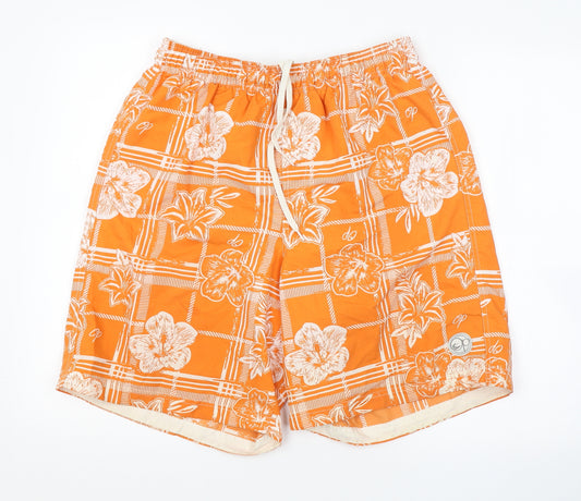 Ocean Pacific Womens Orange Floral  Sweat Shorts Size L - SWIMMING SHORTS