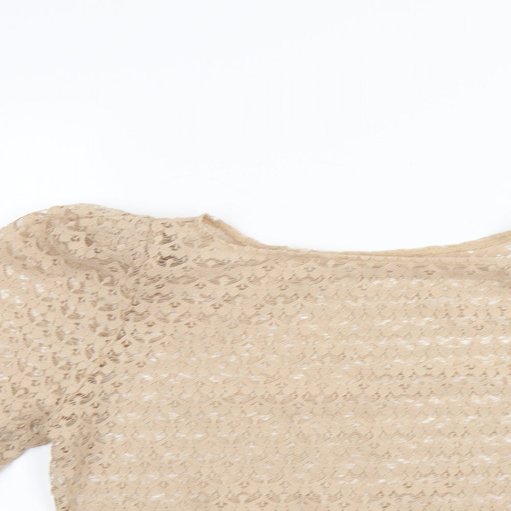 American Apparel Womens Beige   Basic T-Shirt Size S  - Open knit