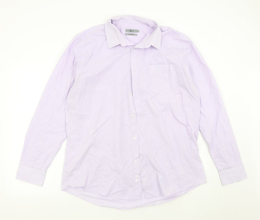 TU Mens Purple Check   Dress Shirt Size 17