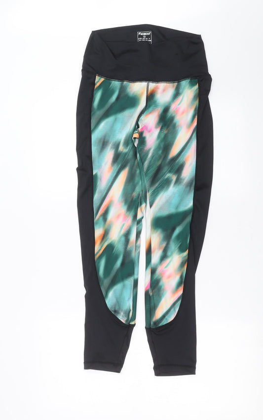 Primark Womens Black   Capri Leggings Size 12 L29 in - abstract print