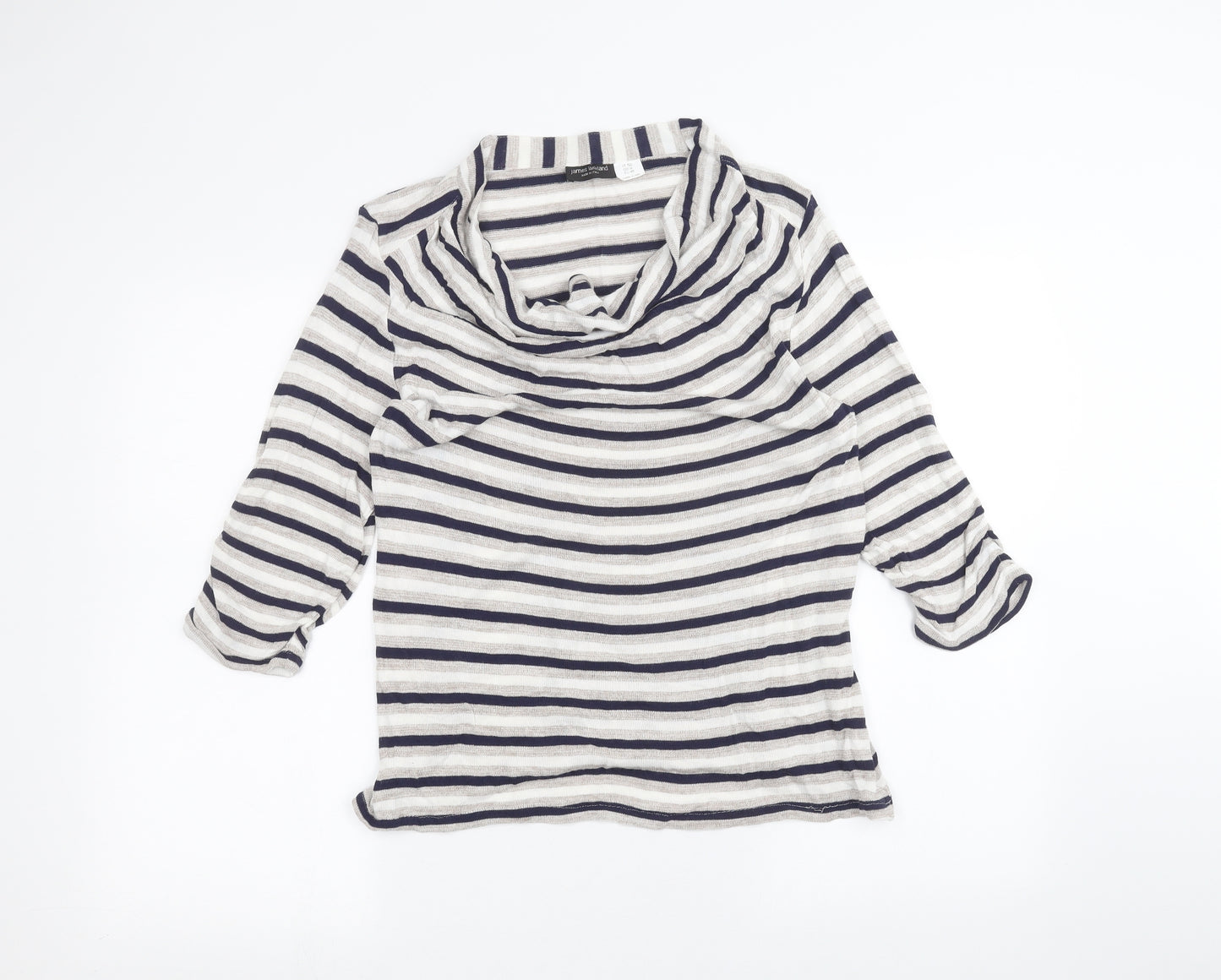 James Lakeland Womens White Striped  Basic T-Shirt Size 18