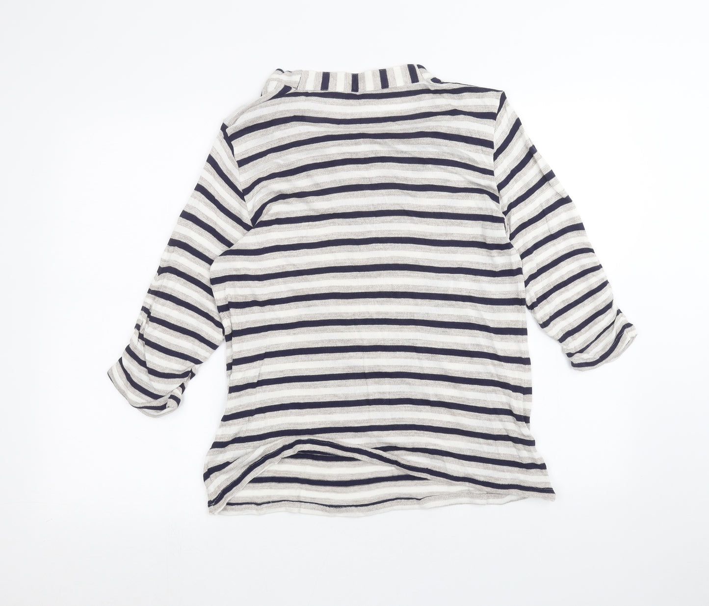 James Lakeland Womens White Striped  Basic T-Shirt Size 18