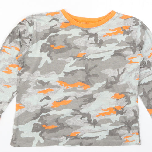 Preworn Boys Orange Camouflage   Pyjama Top Size 7-8 Years