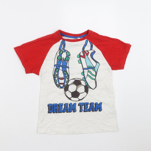 Blue Zoo Boys White Solid   Pyjama Top Size 6-7 Years  - Football Boot