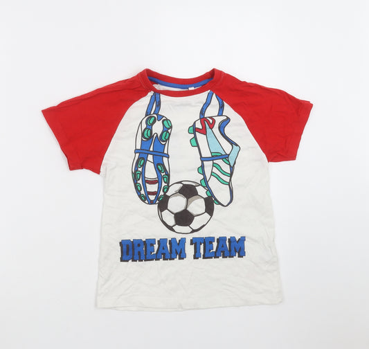 Blue Zoo Boys White Solid   Pyjama Top Size 6-7 Years  - Football Boot