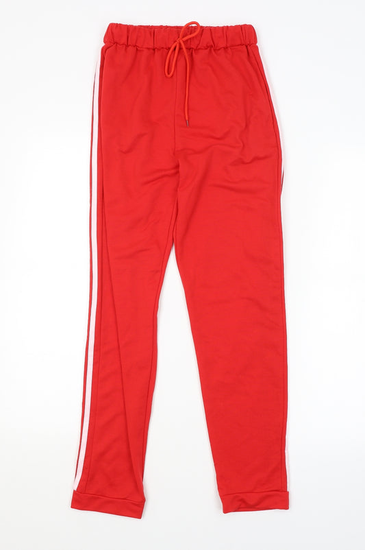 Preworn Womens Red Striped  Track Pants Trousers Size S L27 in