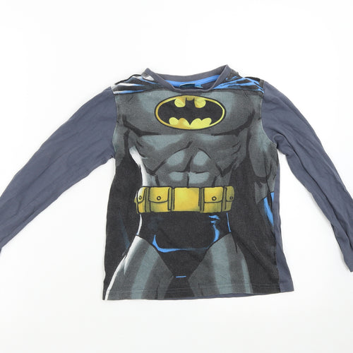 DC Comics Boys Grey Solid   Pyjama Top Size 7-8 Years  - Bat Man Torso