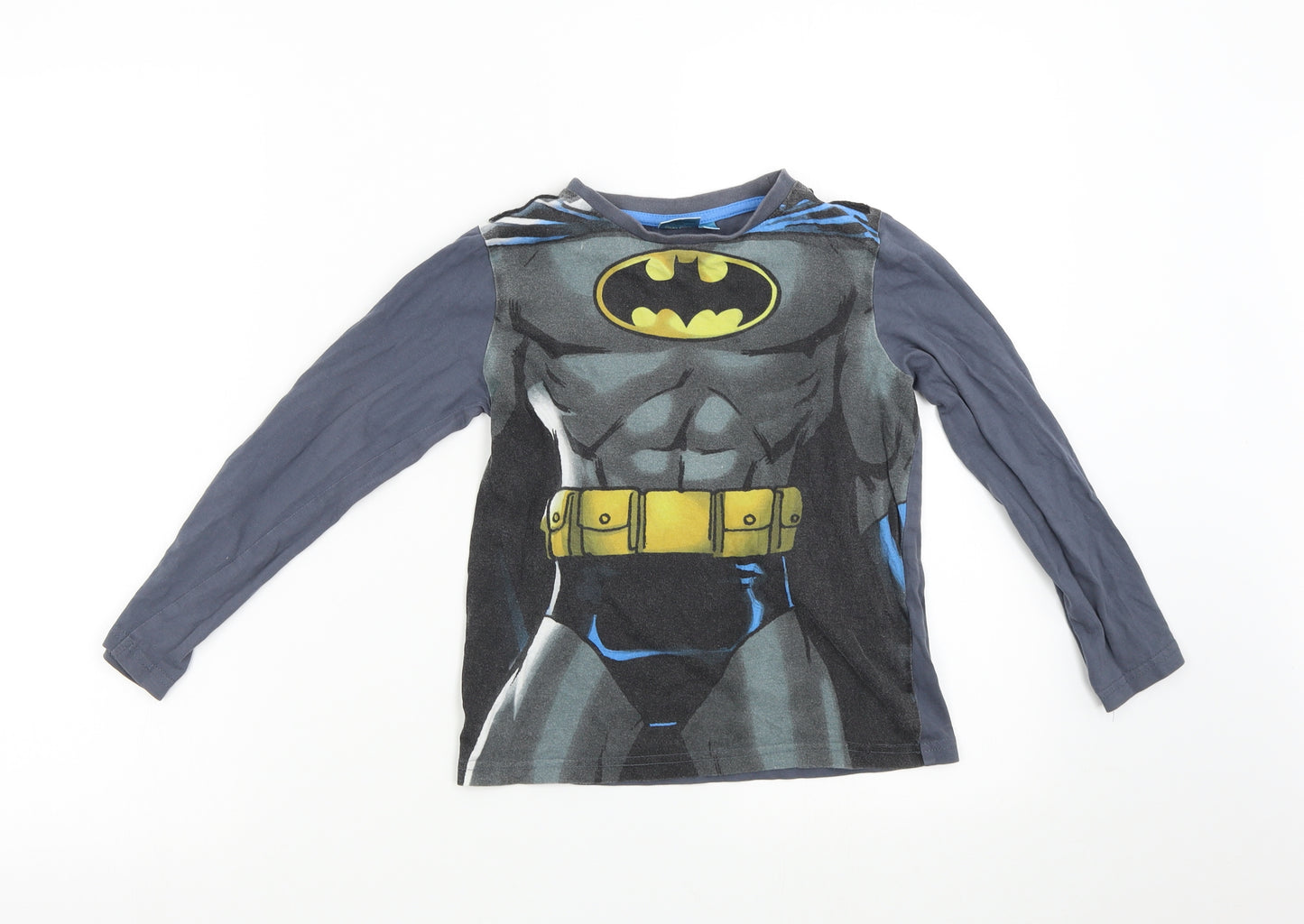 DC Comics Boys Grey Solid   Pyjama Top Size 7-8 Years  - Bat Man Torso