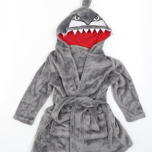 Primark Boys Grey Solid   Robe Size 2-3 Years  - Shark