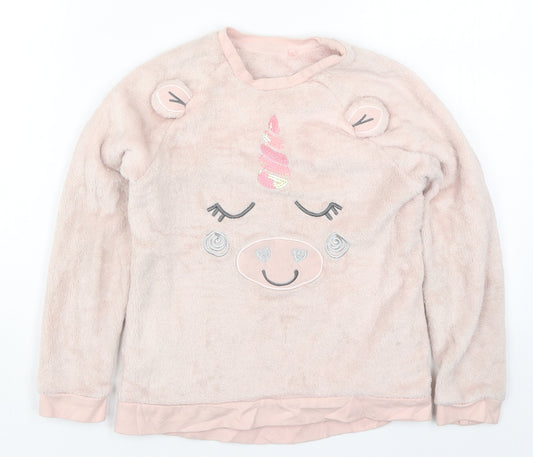 George Girls Pink Solid  Top Pyjama Top Size 9-10 Years  - Unicorn