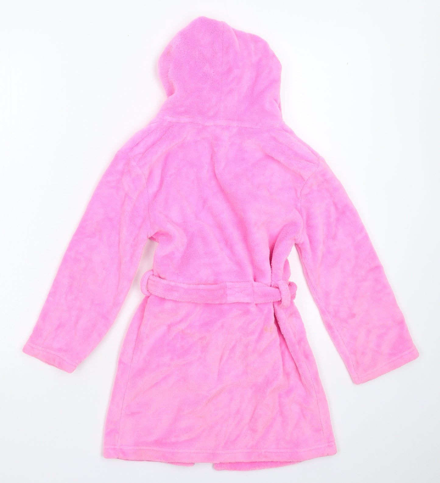 Preworn Girls Pink Solid Fleece Kimono Robe Size 6-7 Years