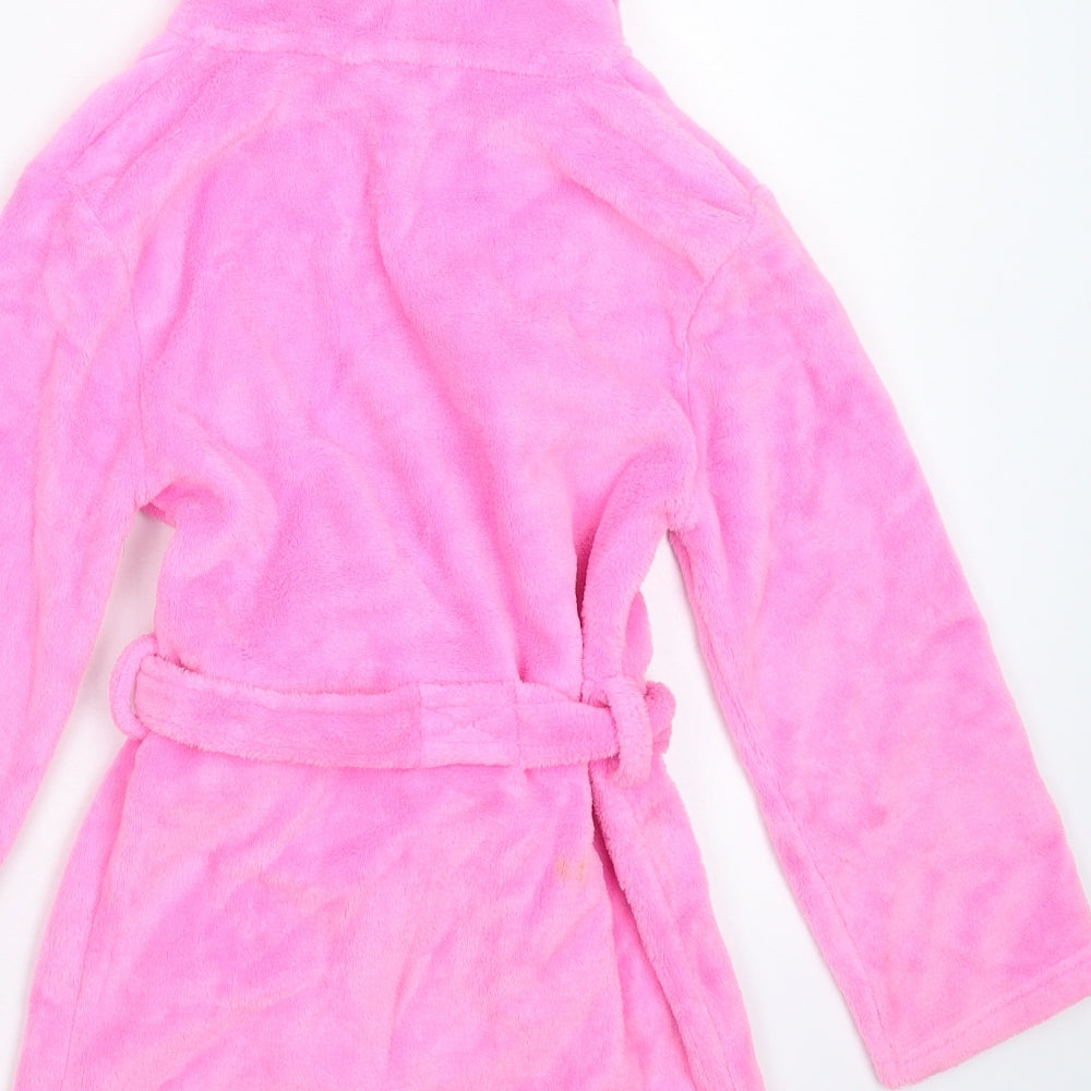 Preworn Girls Pink Solid Fleece Kimono Robe Size 6-7 Years