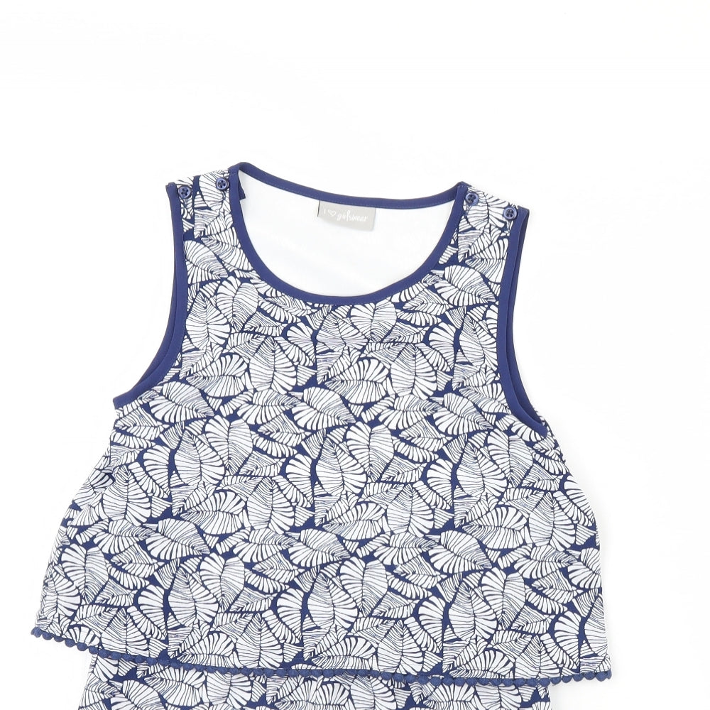 I Love Girls Wear Girls Blue Floral  Playsuit One-Piece Size 8 Years