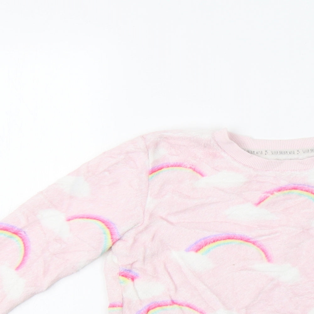 F&F Girls Pink Pinstripe  Top Pyjama Top Size 6-7 Years  - Rainbow