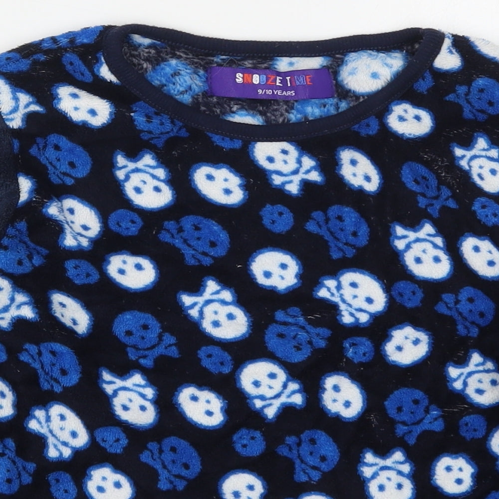 Snooze Time Boys Blue Solid   Pyjama Top Size 9-10 Years  - Skulls