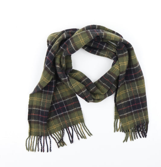 Barbour Mens Green Plaid Knit Scarf  One Size