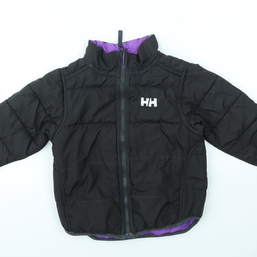 Helly Hansen Girls Black   Basic Coat Coat Size 3 Years