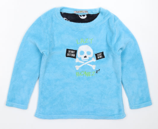 Chill Out Boys Blue Solid Fleece  Pyjama Top Size 8-9 Years