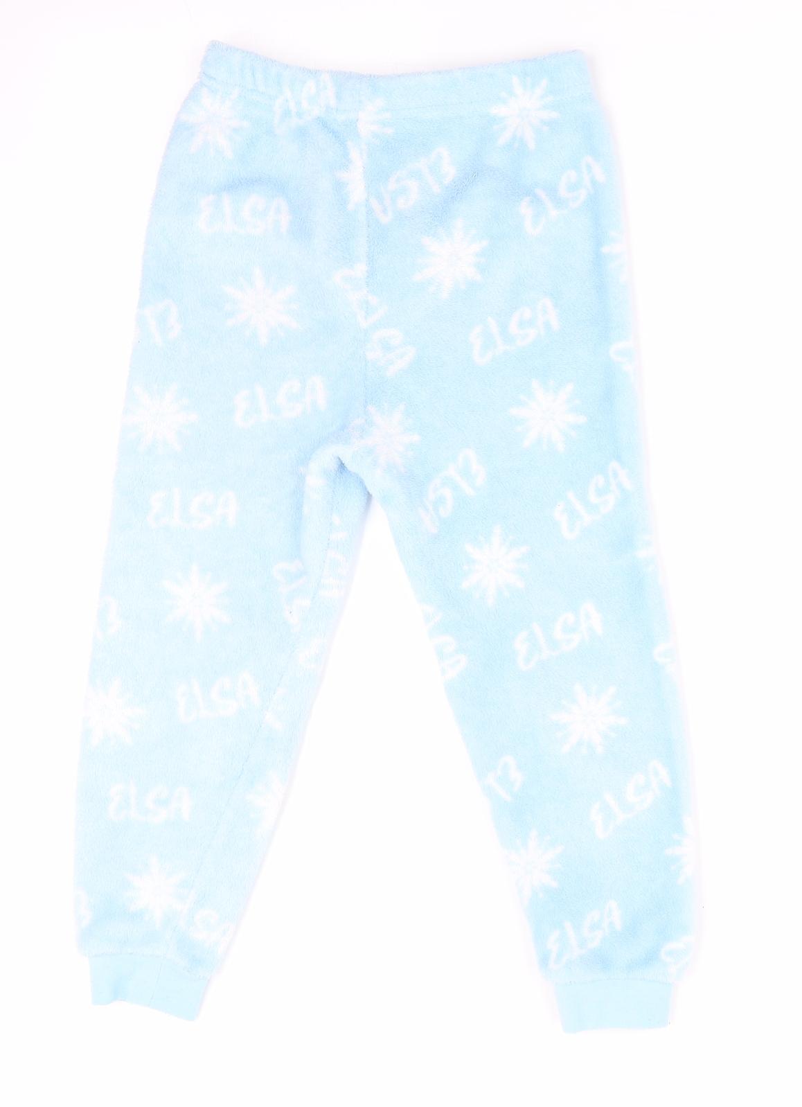 Primark Girls Blue Solid   Pyjama Pants Size 5-6 Years  - Elsa & Stars