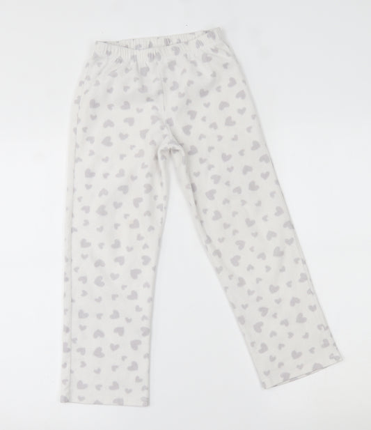 George Girls White    Lounge Pants Size 7-8 Years  - heart pattern