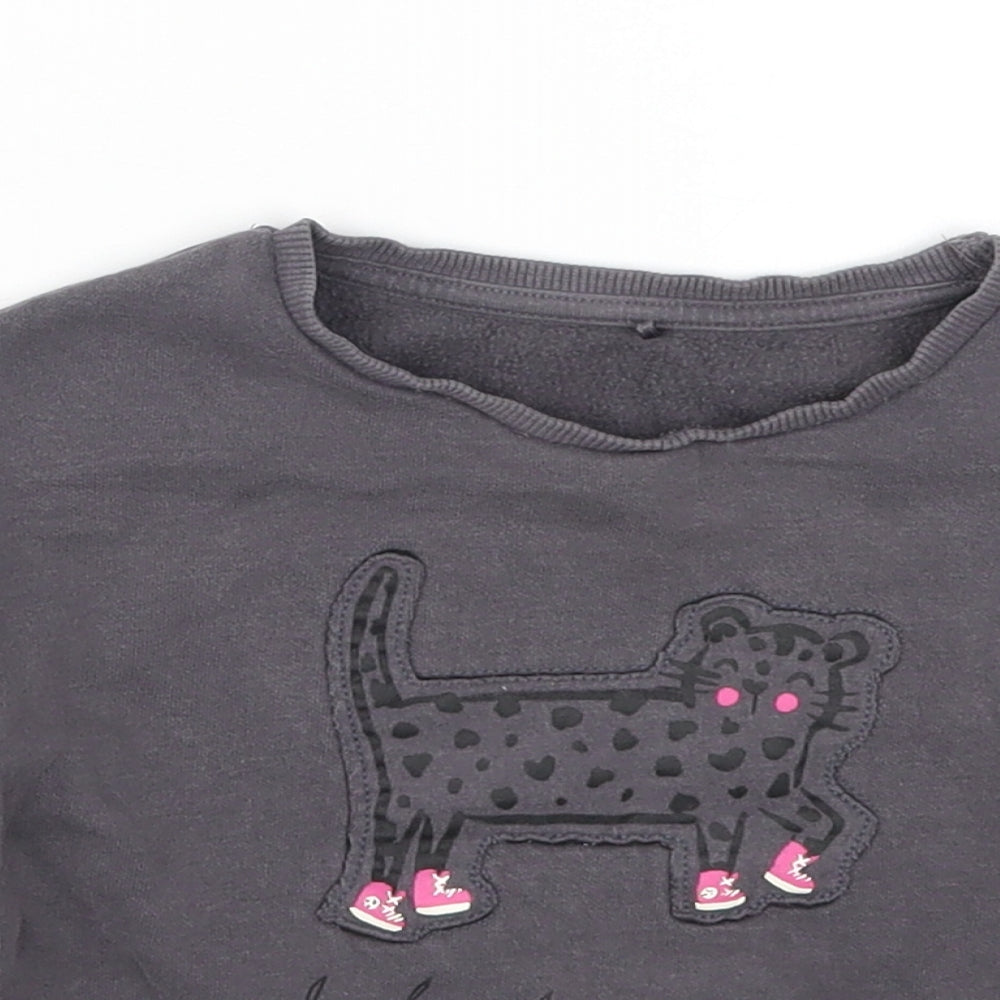 George Girls Grey   Pullover Sweatshirt Size 2-3 Years  - Cat Look at my New Pink Shoes