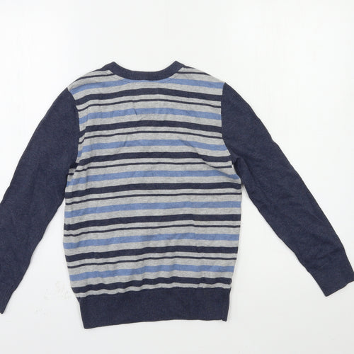Matalan Boys Blue Striped Knit Pullover Jumper Size 9 Years