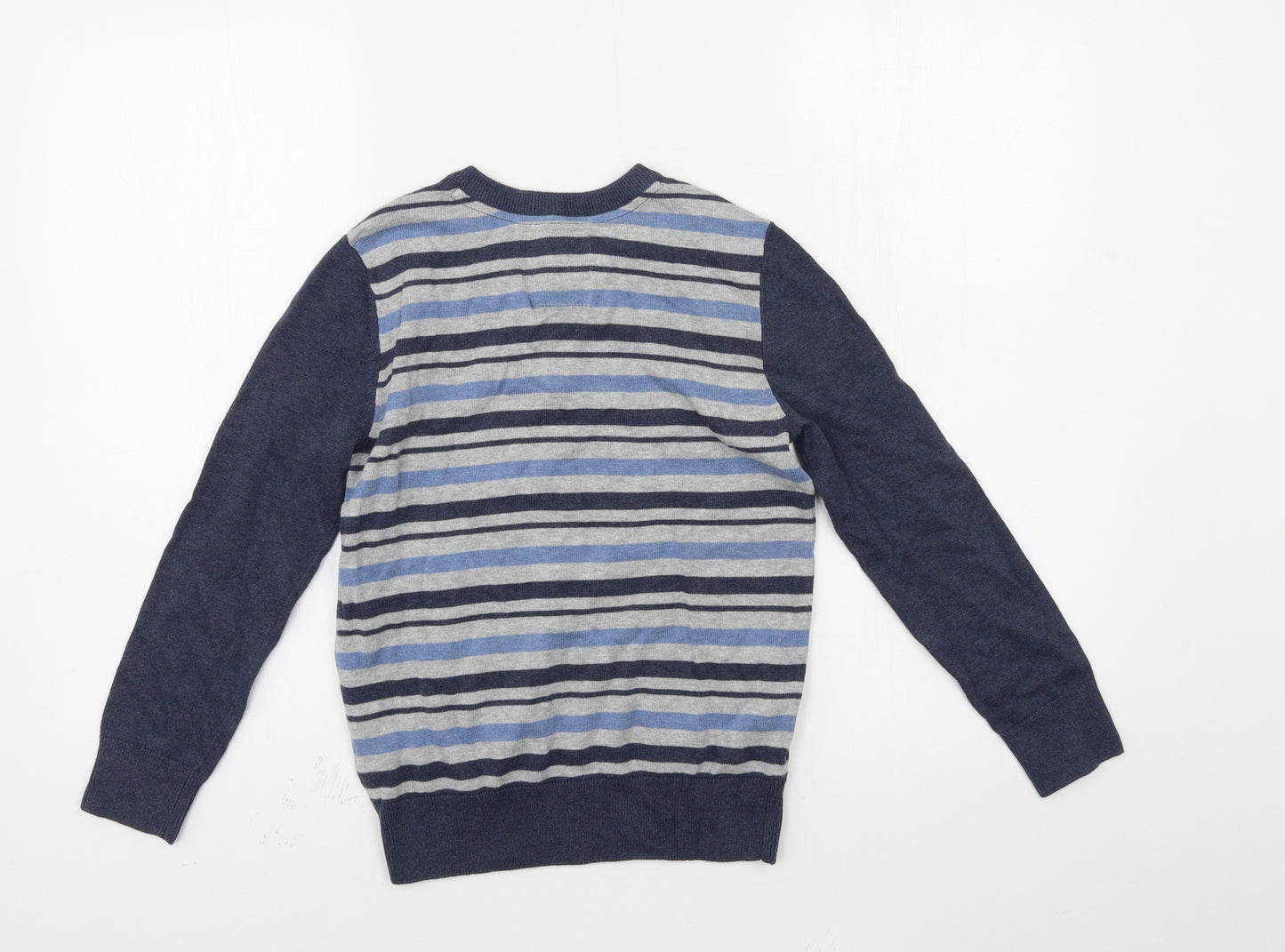 Matalan Boys Blue Striped Knit Pullover Jumper Size 9 Years