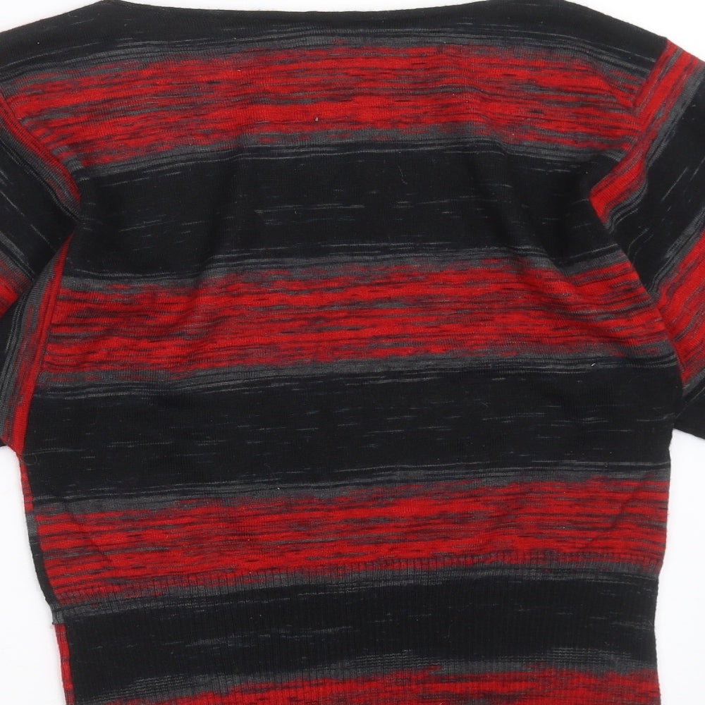 Style&co. Womens Red Striped Knit Pullover Jumper Size L