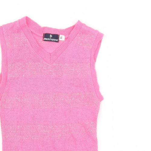 Black Pepper Womens Pink Striped  Vest Jumper Size XL