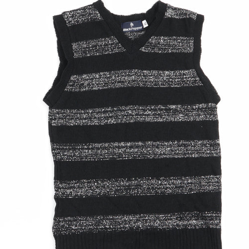 Black Pepper Girls Black Striped  Vest Jumper Size XL  - Glitter Stripe