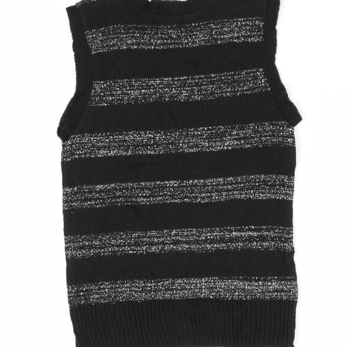 Black Pepper Girls Black Striped  Vest Jumper Size XL  - Glitter Stripe