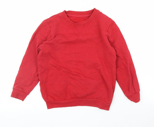 Preworn Boys Red   Pullover Jumper Size 7 Years