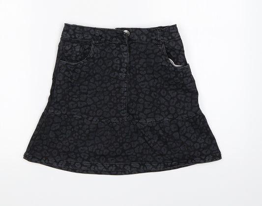 TU Girls Black Animal Print  Straight & Pencil Skirt Size 9 Years