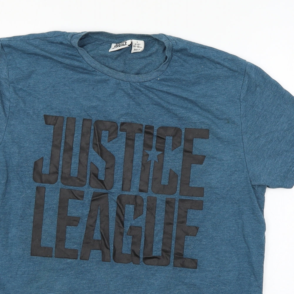 Justice League Mens Blue  Jersey  T-Shirt Size L