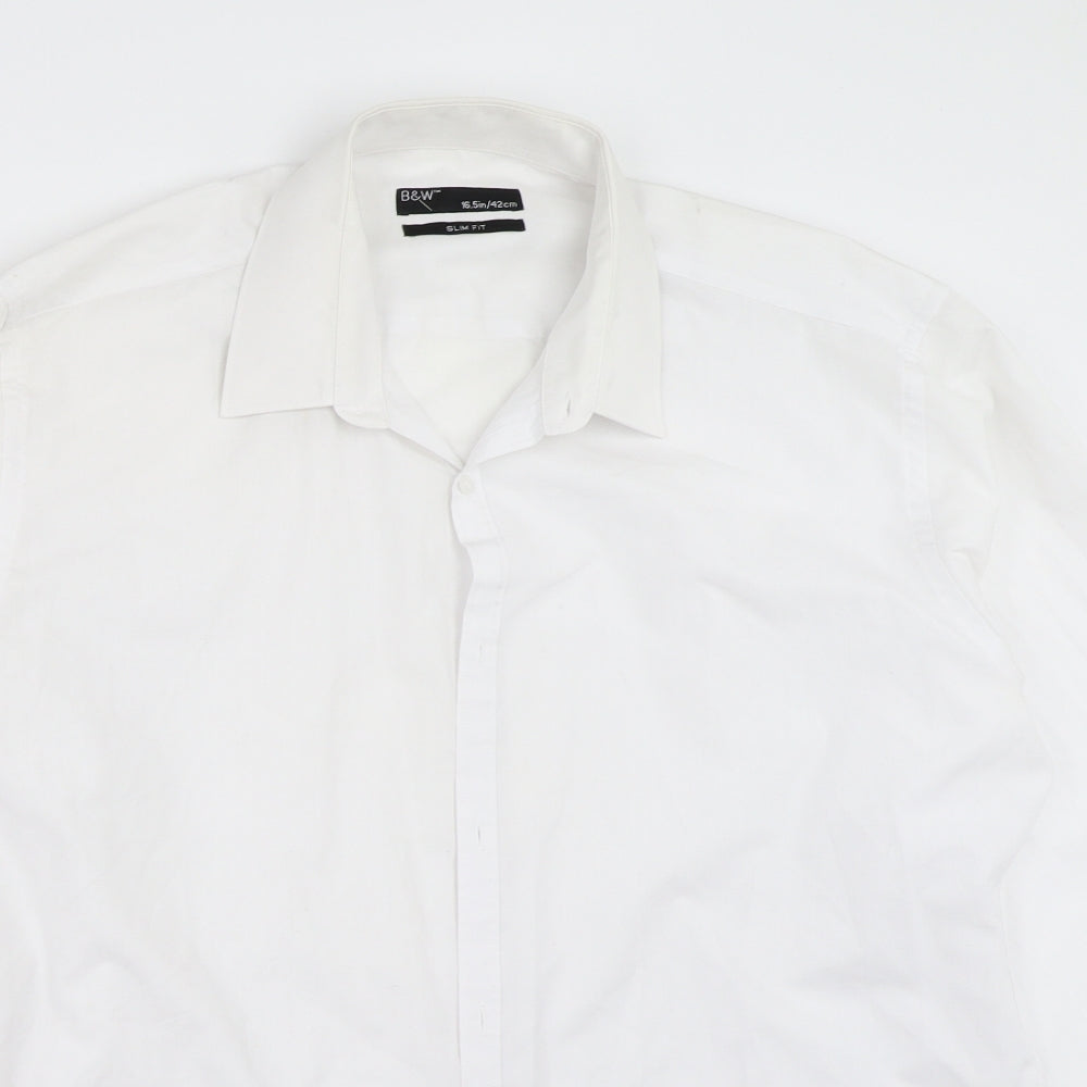 B&W Mens White    Button-Up Size 16.5