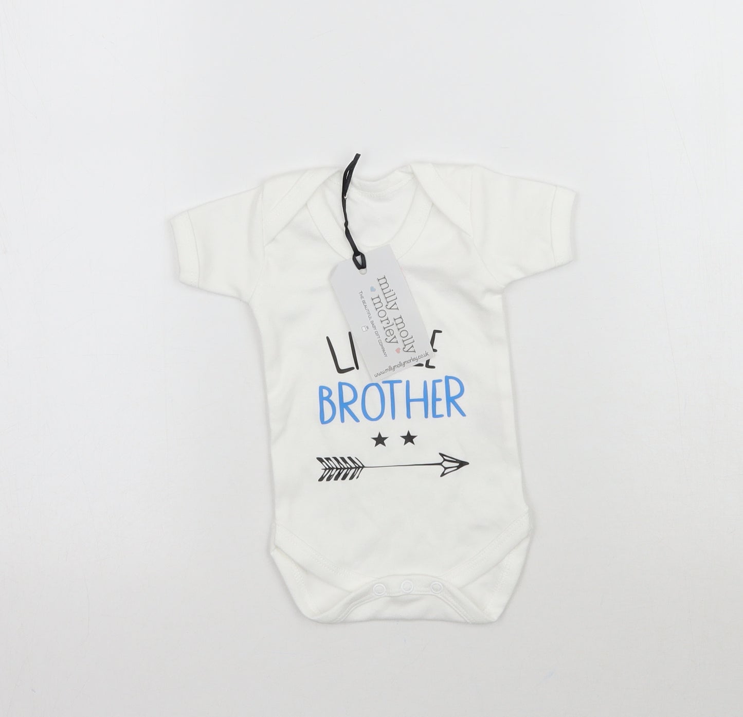 Milly Molly Morley Baby White   Babygrow One-Piece Size Newborn  - Little brother