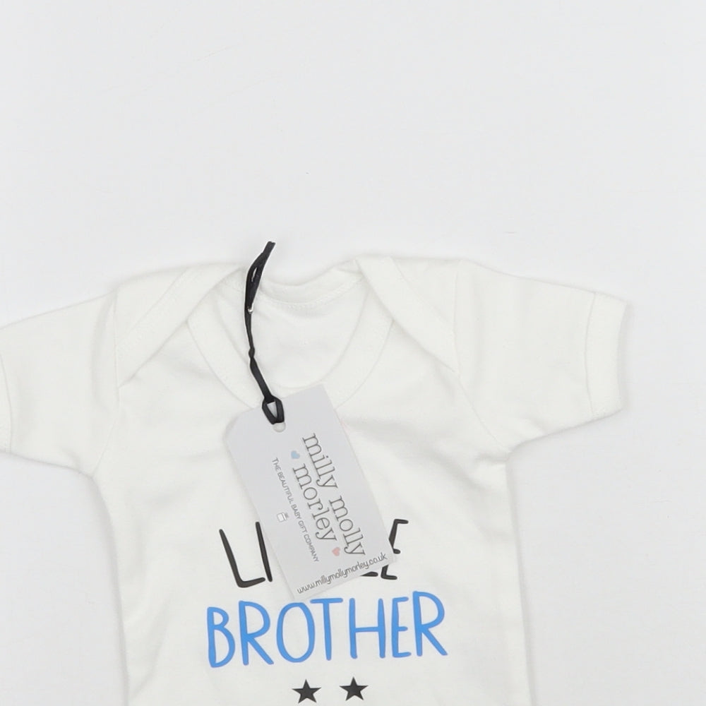 Milly Molly Morley Baby White   Babygrow One-Piece Size Newborn  - Little brother