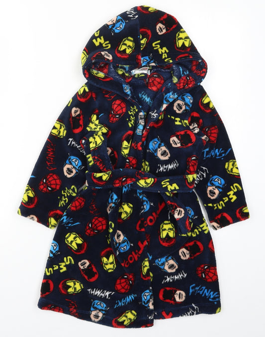 M&Co Boys Blue Solid   Robe Size 3-4 Years  - Marvel Avengers
