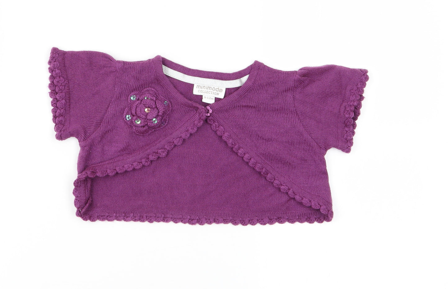MINIMODE Girls Purple   Cardigan Jumper Size 9-12 Months
