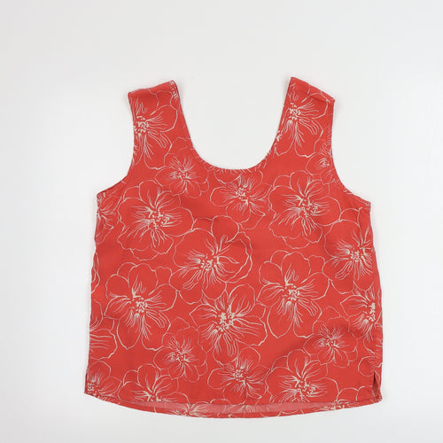 Croft & Barrow  Womens Red Floral  Cropped T-Shirt Size M