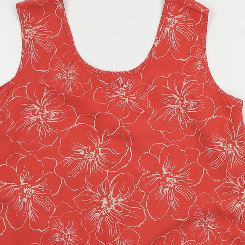 Croft & Barrow  Womens Red Floral  Cropped T-Shirt Size M