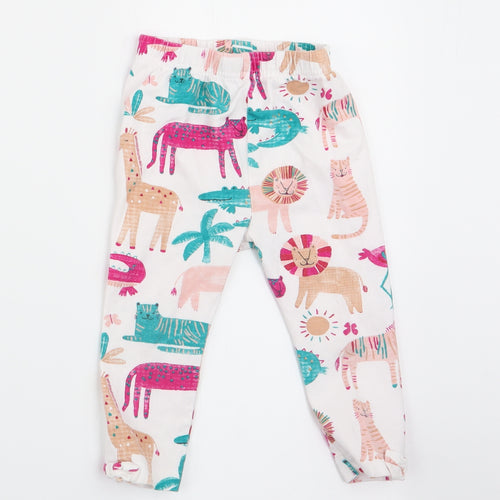 George Girls White Animal Print   Pyjama Pants Size 2-3 Years  - Pink Crocodiles