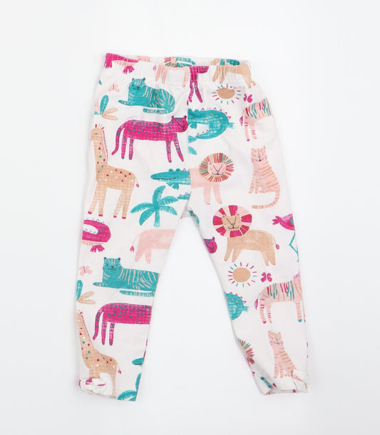 George Girls White Animal Print   Pyjama Pants Size 2-3 Years  - Pink Crocodiles