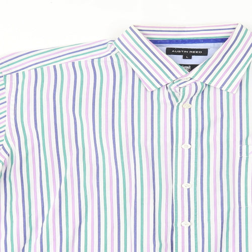 Austin Reed Mens Multicoloured Striped   Dress Shirt Size L  -