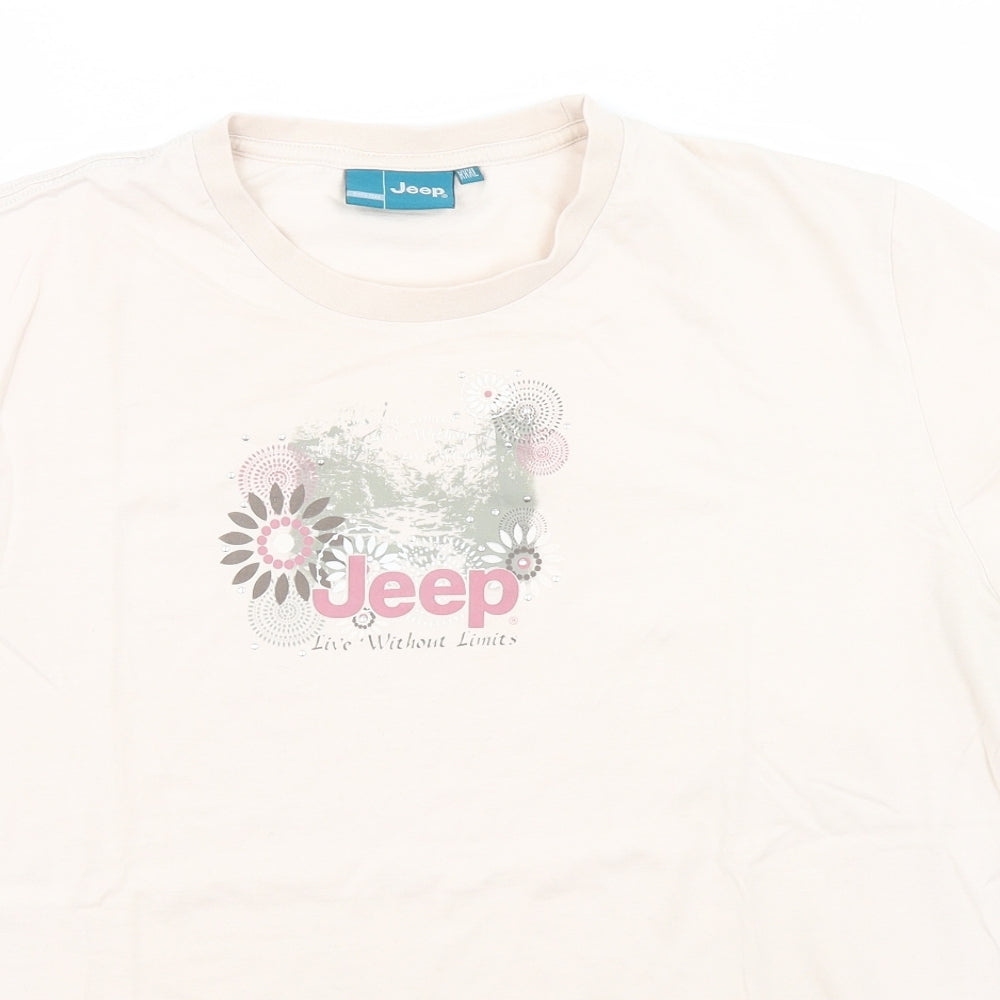 Jeep Womens Beige   Basic T-Shirt Size 3XL
