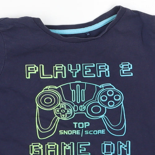 George Boys Blue Solid   Pyjama Top Size 6-7 Years  - Player 2 Game On